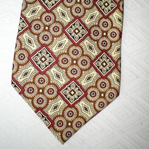COACHyellow red black paisley SILK TIE